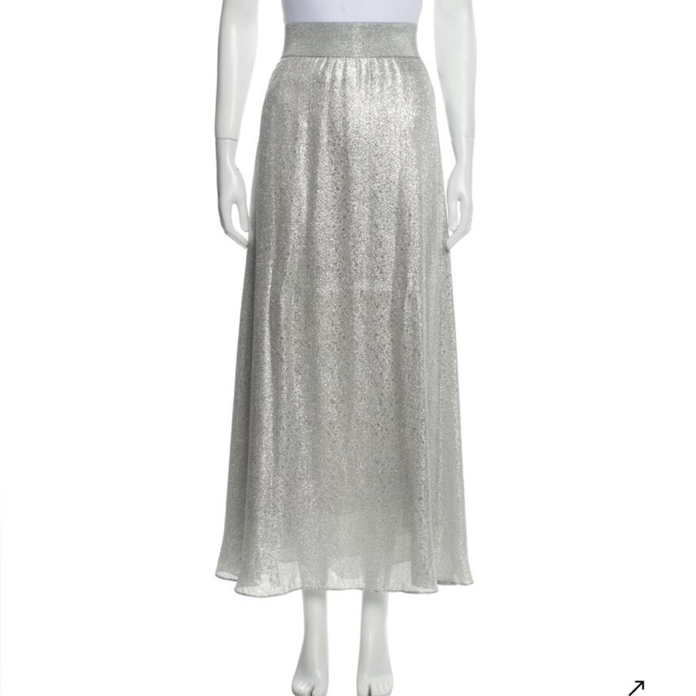 Marie France Van Damme Metallic Silk Blend A Line Skirt